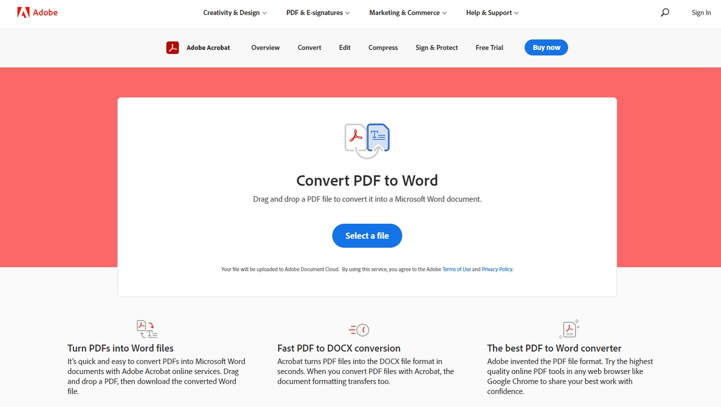 Adobe Convert PDF to Word