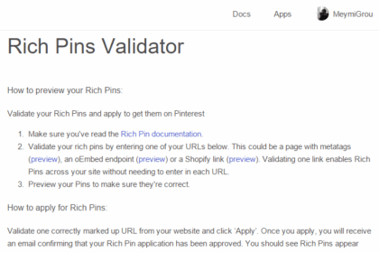 Pinterest Rich Pins Validate