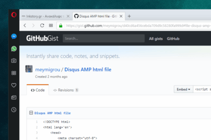 Opera and GitHub browsing