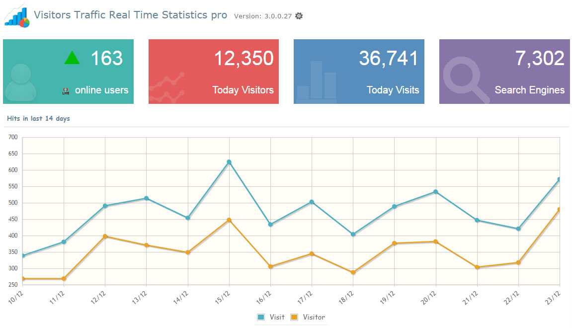 Visitor Traffic Real Time Statistics