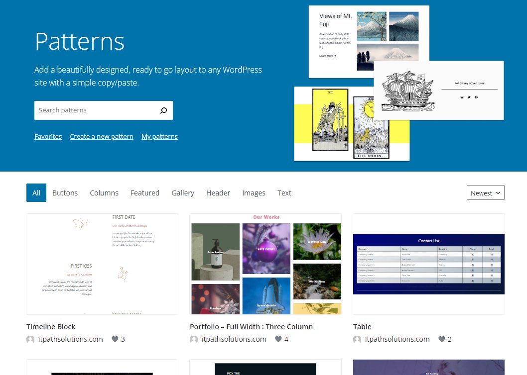 WordPress Patterns Page