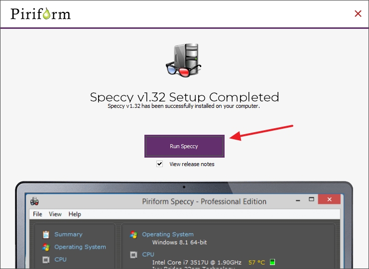 Εκκίνηση του Speccy στα Windows 11