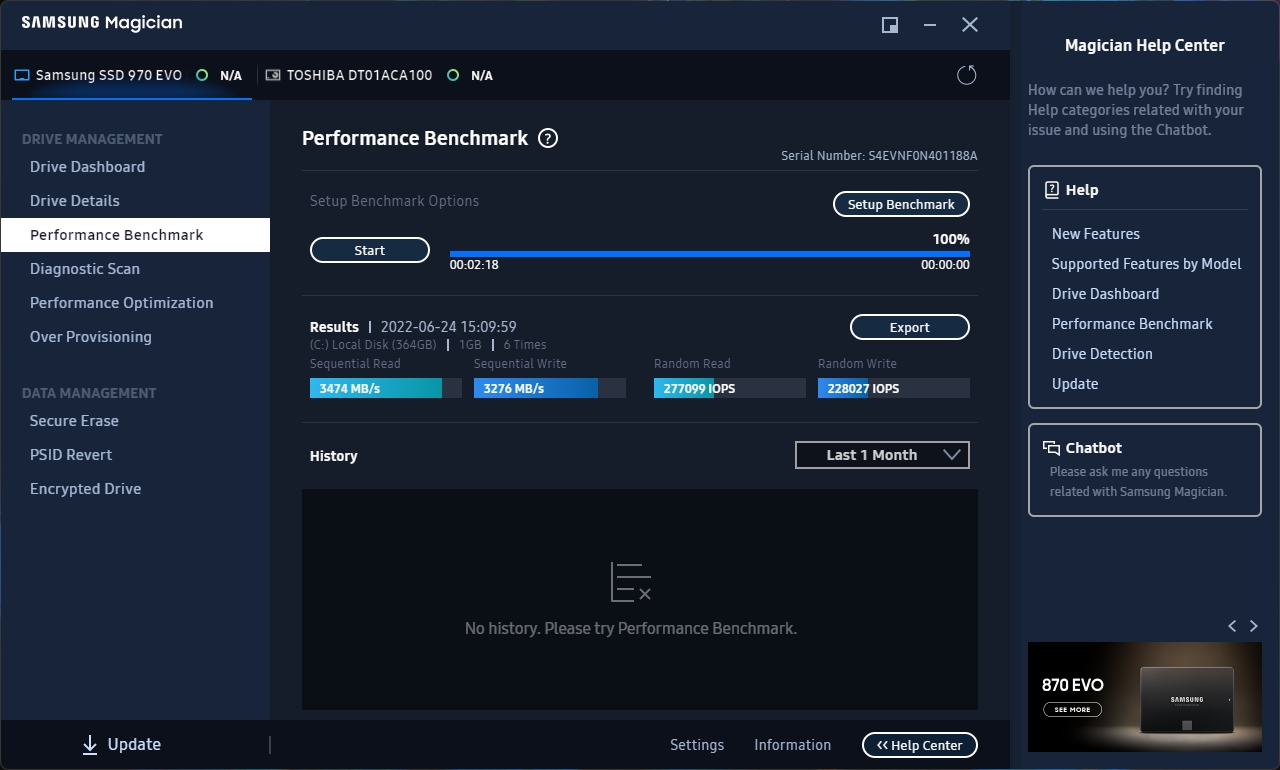 Samsung Magician Performance Benchmark