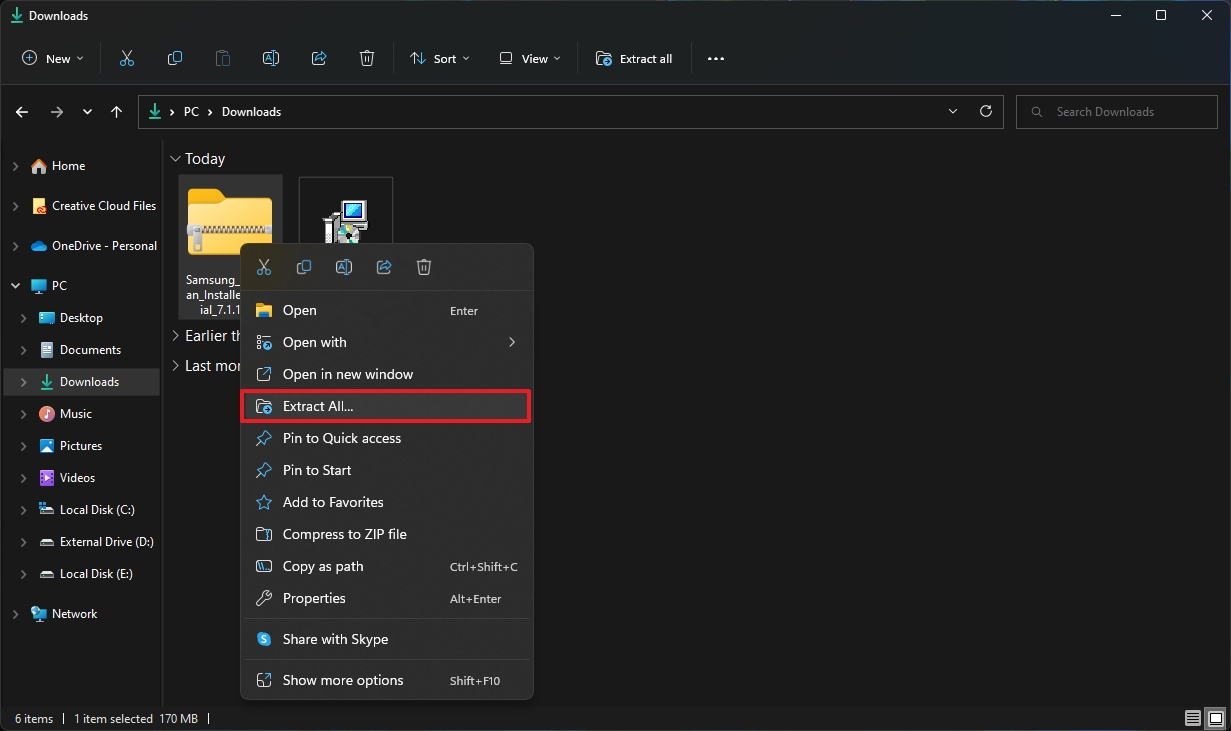 Αποσυμπίεση αρχείων στα Windows 11
