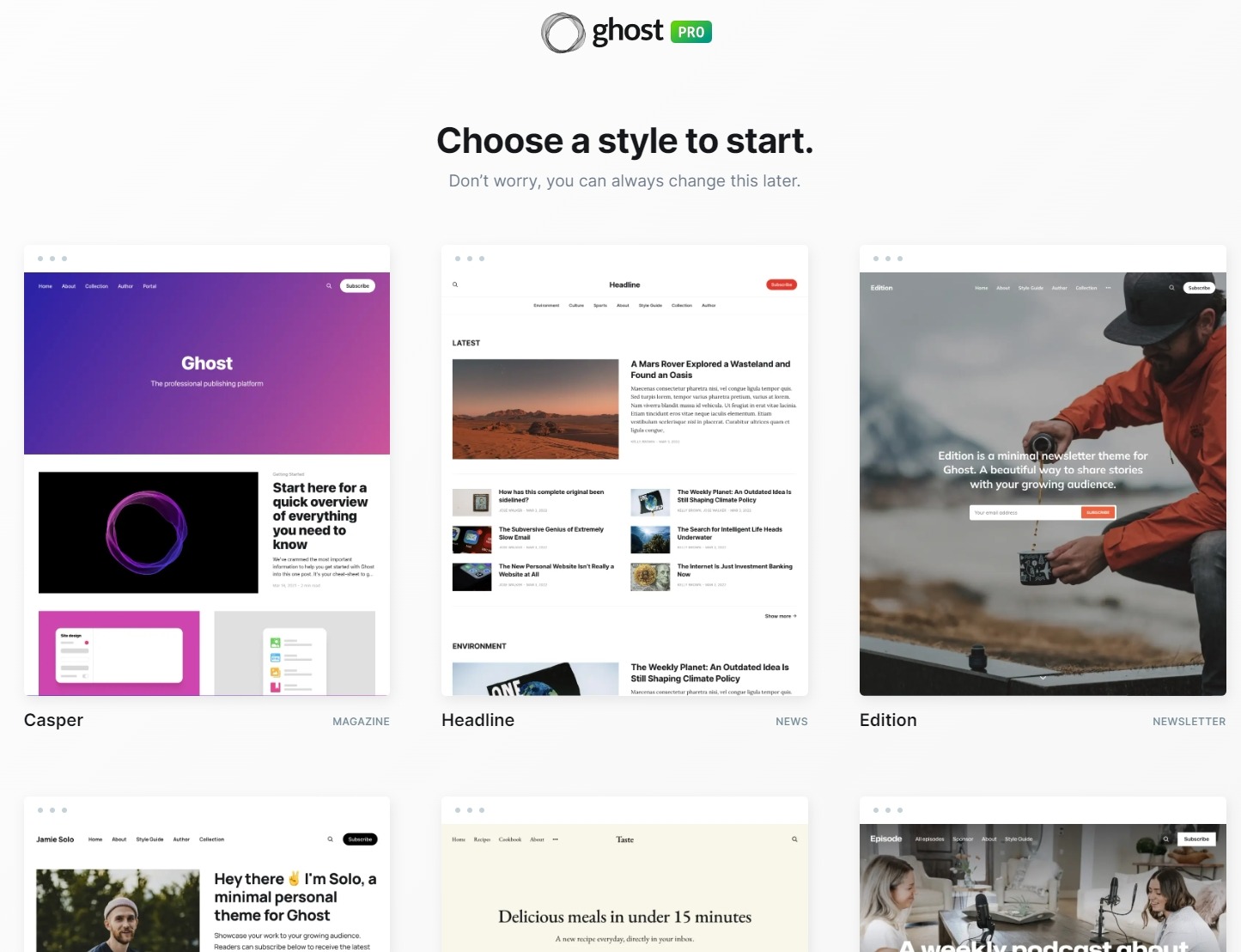 Ghost Blogging Platform Themes
