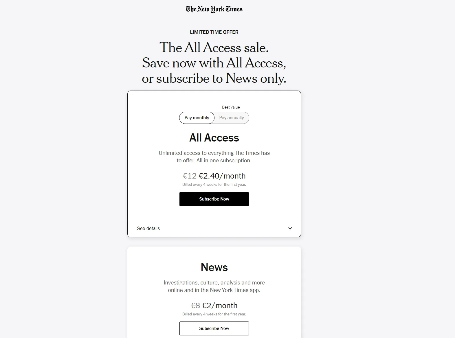 New York Times Subscribe Membership Offer